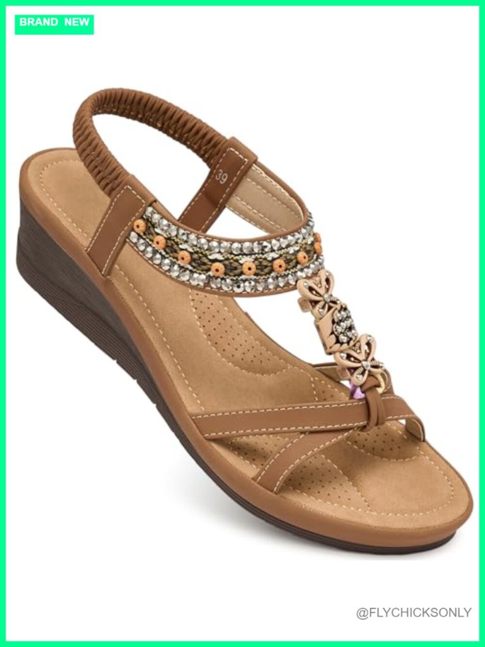 Womens Wedge Sandals Faux Leather Comfort Memory Foam Insole Ankle Strap